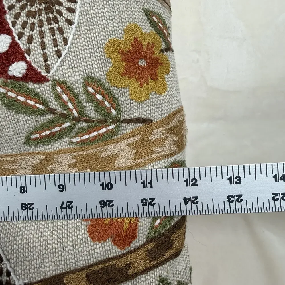 Well Dressed Home Mushroom Embroidered Lumbar Pillow Cottagecore Woodland NWT